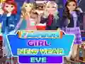 खेल फैशनेबल लड़की नए साल की रात ऑनलाइन